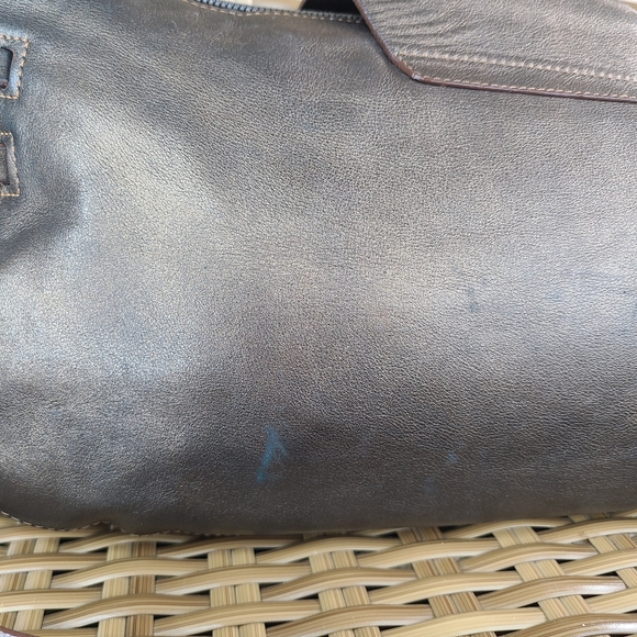 Lamarthe Paris Metallic Brown Small Leather Shoulder Bag Stud Accents - Picture 3 of 16